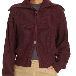 BASS OUTDOOR Women's Funnel-Neck Zippered Sweater Cabernet